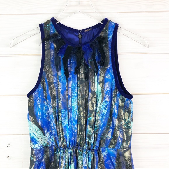 Elie Tahari Demitria Metallic Floral Print Dress - Picture 5 of 11